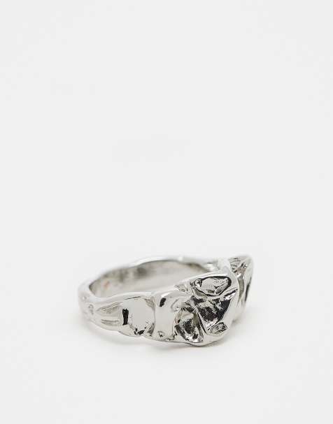 ASOS DESIGN – Silberfarbener Ring mit strukturiertem Design - view 1