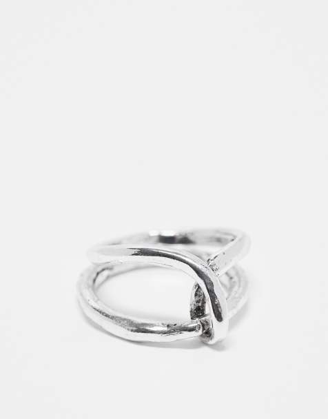 ASOS DESIGN – Silberfarbener Ring mit verkettetem Design - view 1