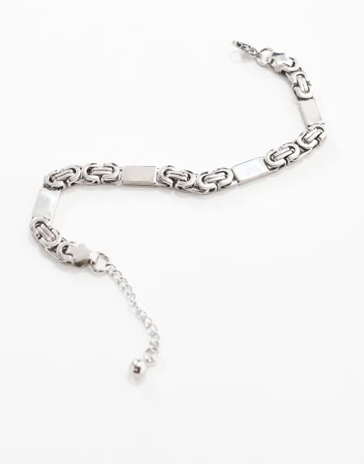 ASOS DESIGN – Silberfarbenes Armband aus wasserfestem Edelstahl mit eckigen Gliedern  
