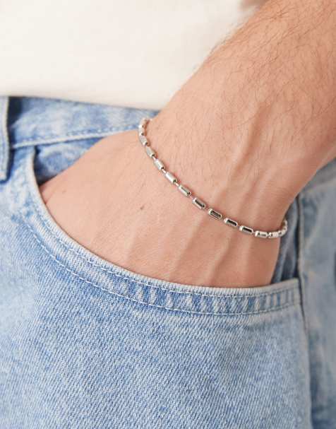 ASOS DESIGN – Silberfarbenes Armband aus wasserfestem Edelstahl mit ovalen, kugelförmigen Gliedern - view 1