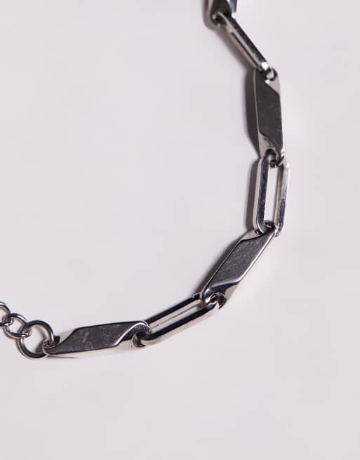 ASOS DESIGN – Silberfarbenes Armband aus wasserfestem Edelstahl mit rechteckigen Gliedern, 2 von 3