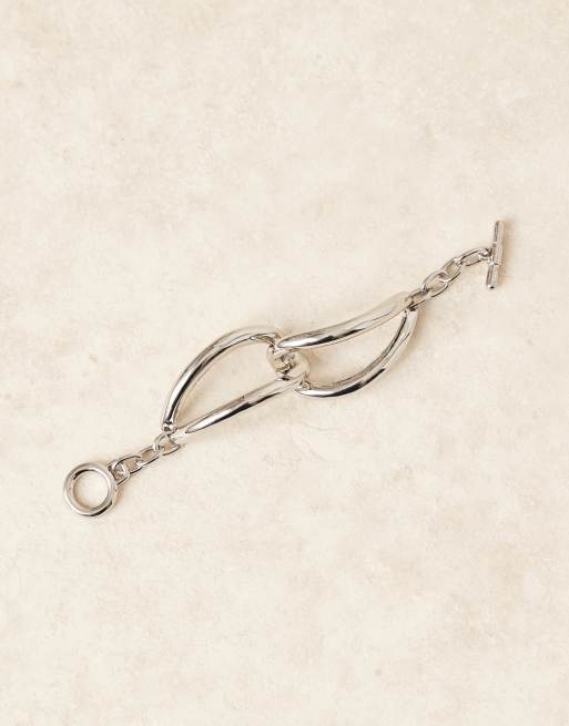 ASOS DESIGN – Silberfarbenes Armband mit T-Steg und zwei großen Kettengliedern, 2 von 3