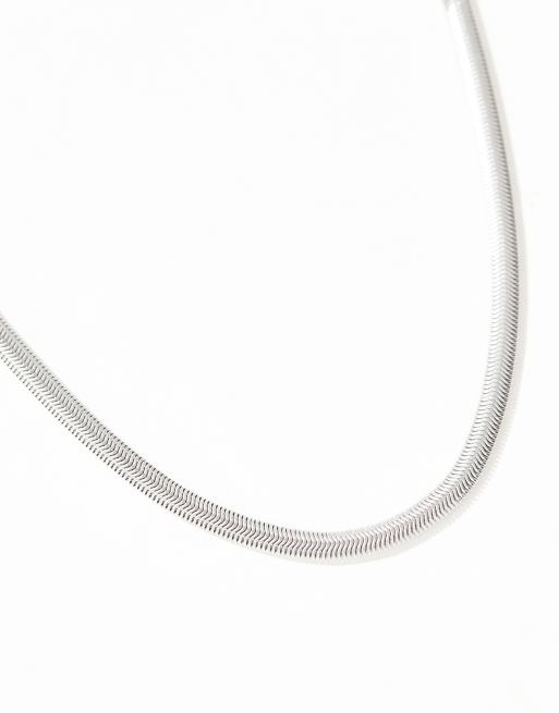 ASOS DESIGN waterproof stainless steel flat chain bracelet in silver tone