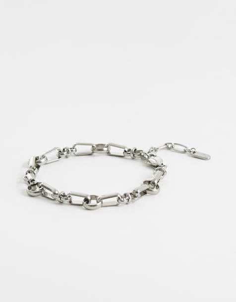 ASOS DESIGN – Silberfarbenes Kettenarmband aus wasserfestem Edelstahl mit durchgehendem Stegdetail und runden Gliedern - view 1