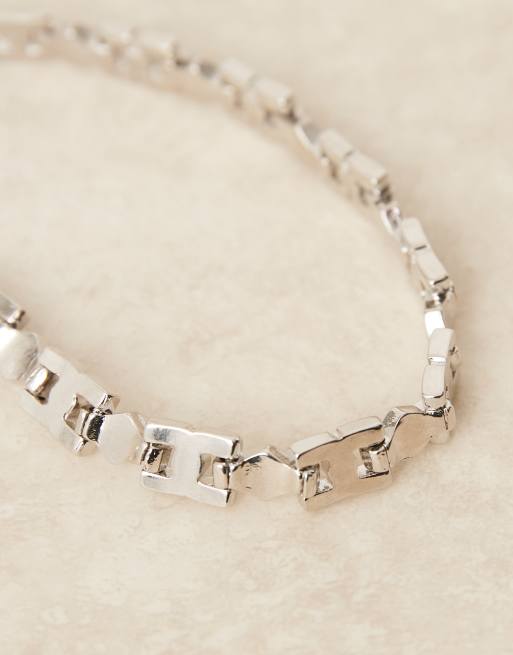 ASOS DESIGN – Silberfarbenes Kettenarmband im Uhrenband-Design