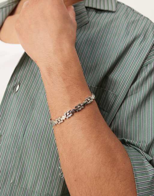 ASOS DESIGN – Silberfarbenes Kettenarmband im Uhrenband-Design