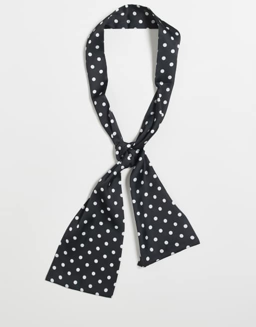 ASOS DESIGN silk tie neckerchief in black and white polka dot