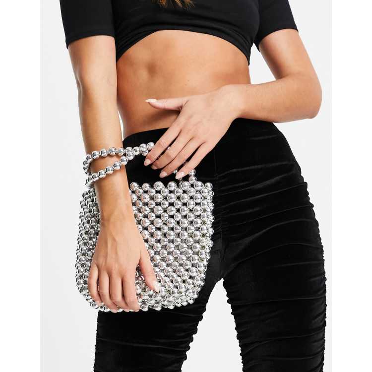 ASOS DESIGN silver ball embellishment grab clutch bag ASOS