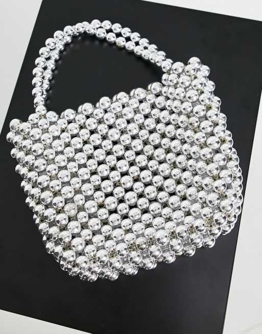 ASOS DESIGN silver ball embellishment grab clutch bag ASOS