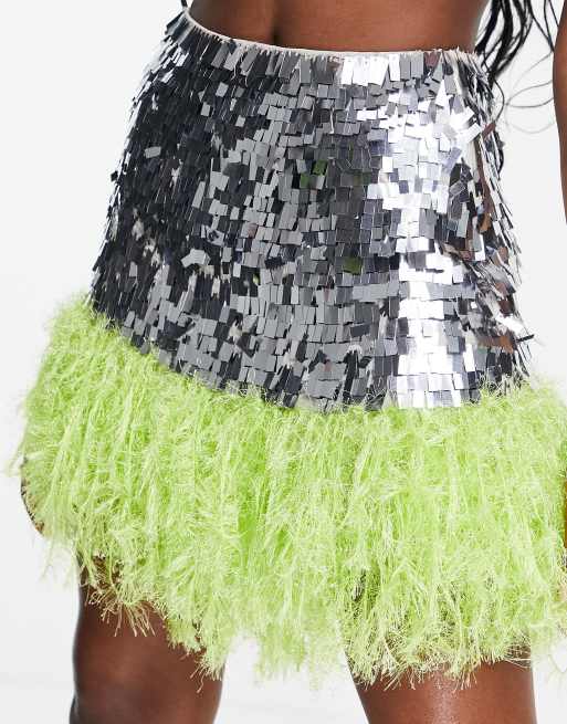 Feather shop green skirt