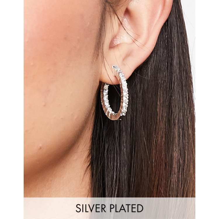 SVNX Chunky Half Hoop Earrings with Crystal Details in Gold - ASOS Outlet