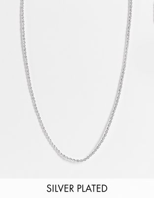 ASOS DESIGN silver plated necklace in mini rope chain | ASOS
