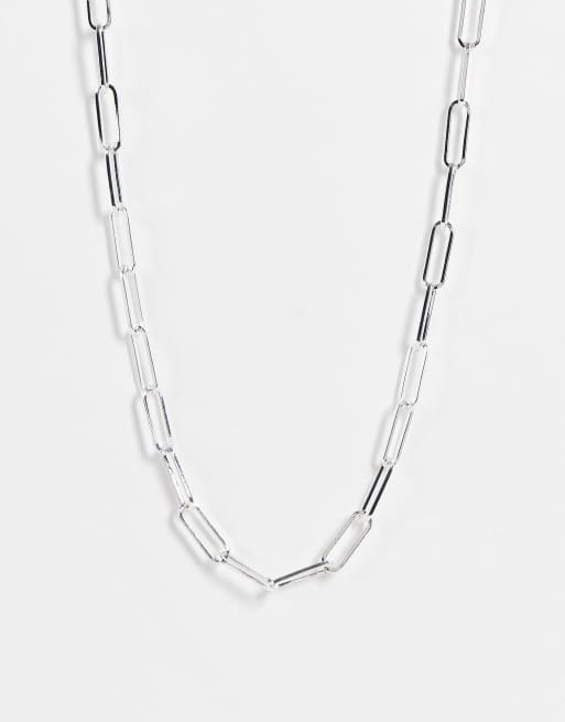 ASOS DESIGN silver plated necklace in open link chain