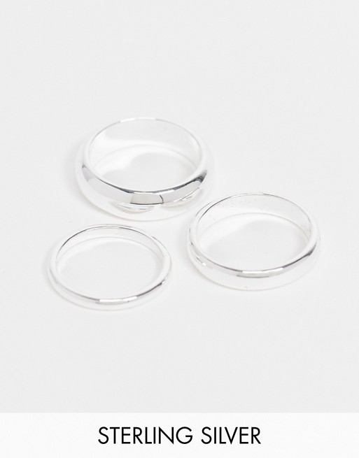 ASOS DESIGN silver plated pack of 3 stacking rings