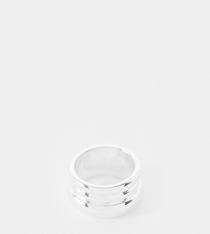 ASOS DESIGN silver plated ring in triple row design