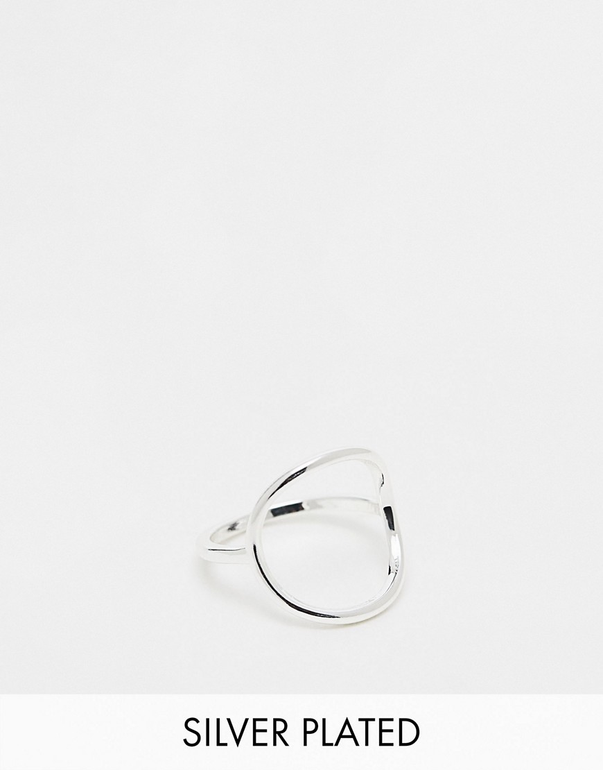 ASOS DESIGN silver plated ring with open circle design