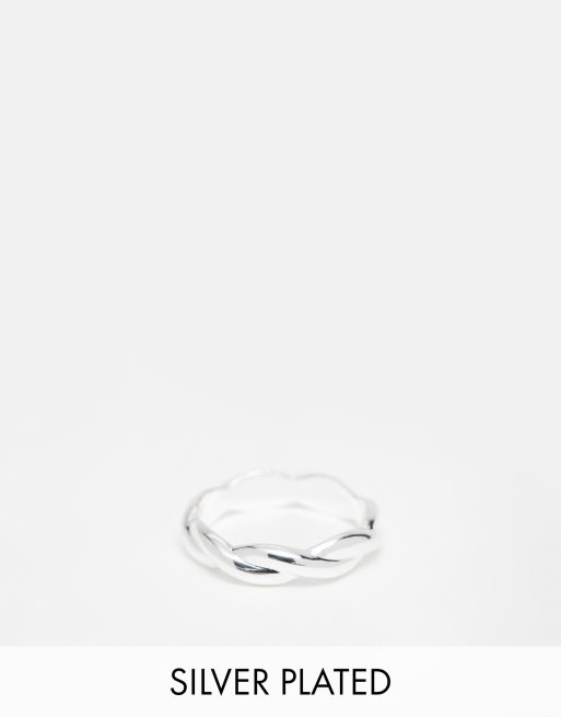 ASOS DESIGN silver plated ring with twist design