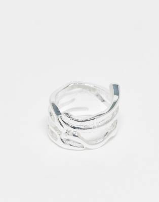 ASOS DESIGN silver plated ring with twisted design