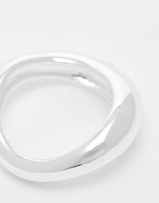Asos Design Silver Plated Wave Ring In Silver