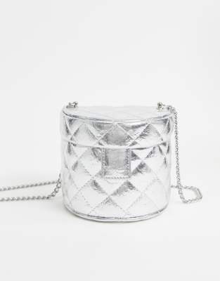 silver quilted bag
