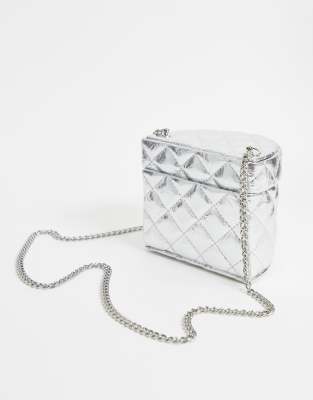 silver quilted bag
