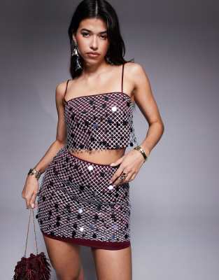 Asos Design Silver Sequin Overlay Mini Skirt