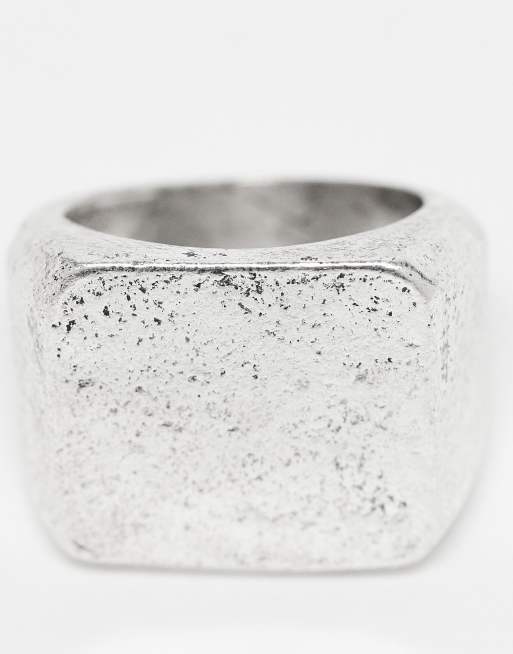 ASOS DESIGN – Silverfärgad, grov klackring med fyrkantig design, 2 av 3
