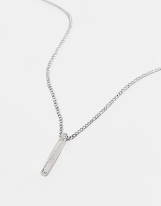 ASOS DESIGN – Silverfärgad halskedja av vattenfast rostfritt stål med vridet stavhänge, 2 av 4