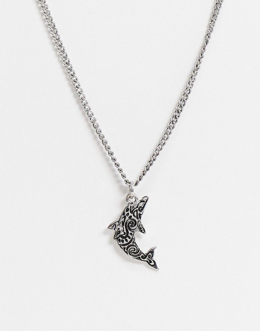 ASOS DESIGN - Silverfärgad halskedja med delfinberlock