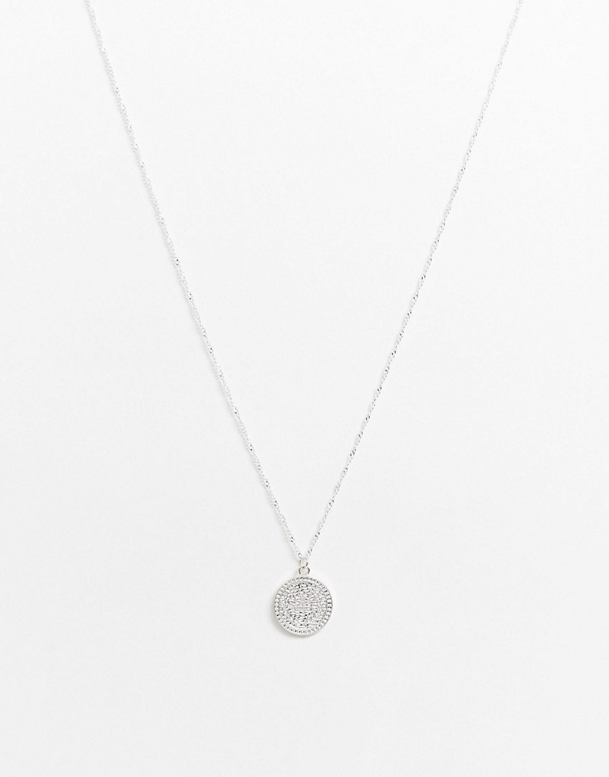 ASOS DESIGN – Silverfärgad halskedja med mynthänge