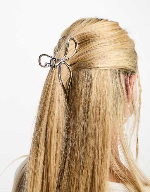 ASOS DESIGN – Silverfärgad hårklämma med rosett