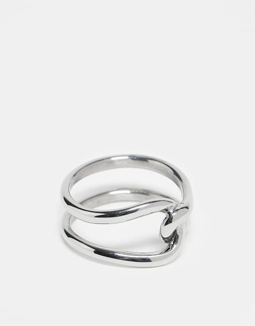 ASOS DESIGN – Silverfärgad, hopkopplad ring i vattentåligt, rostfritt stål  , 3 av 3