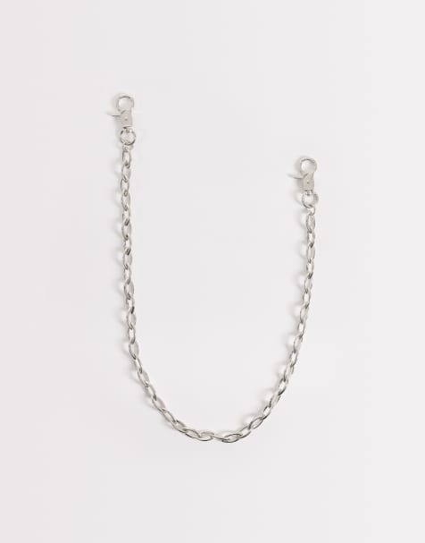 ASOS DESIGN – Silverfärgad jeanskedja med spetsiga, ovala länkar - view 1