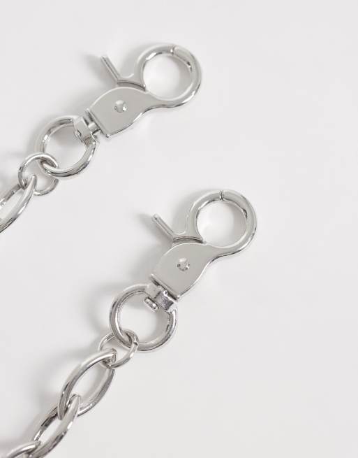 ASOS DESIGN – Silverfärgad jeanskedja med spetsiga, ovala länkar, 2 av 3
