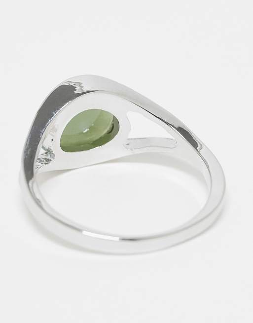 ASOS DESIGN – Silverfärgad klackring med grön sten, 3 av 3
