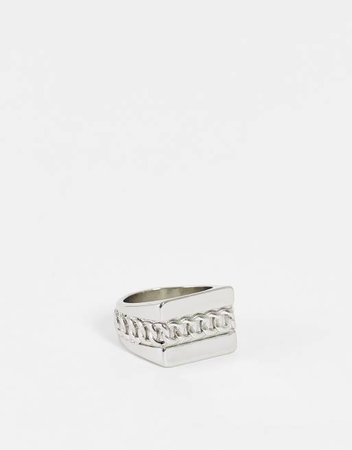 ASOS DESIGN – Silverfärgad klackring med horisontell kedja