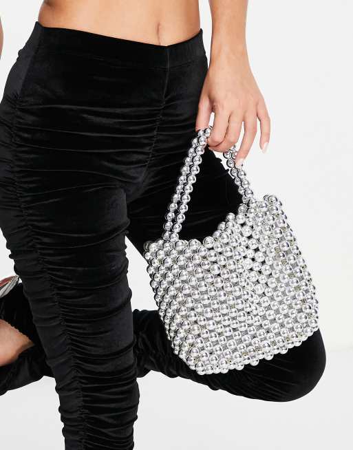 ASOS DESIGN – Silverfärgad, pärlad handväska , 3 av 4