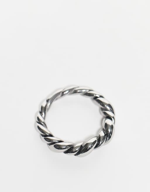 ASOS DESIGN – Silverfärgad, polerad och skruvad ring i vattentåligt, rostfritt stål, 3 av 3
