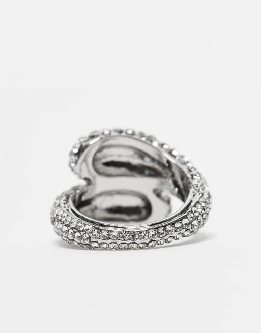 ASOS DESIGN – Silverfärgad ring i omlottdesign med små kristaller, 3 av 3