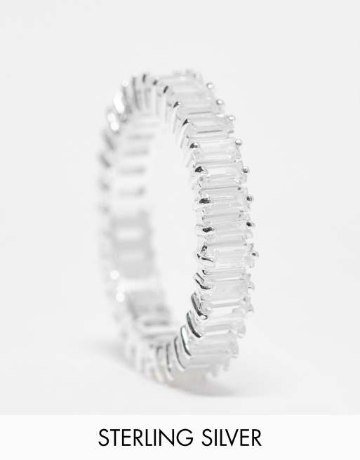 ASOS DESIGN – Silverfärgad ring i sterlingsilver med avlånga kristaller