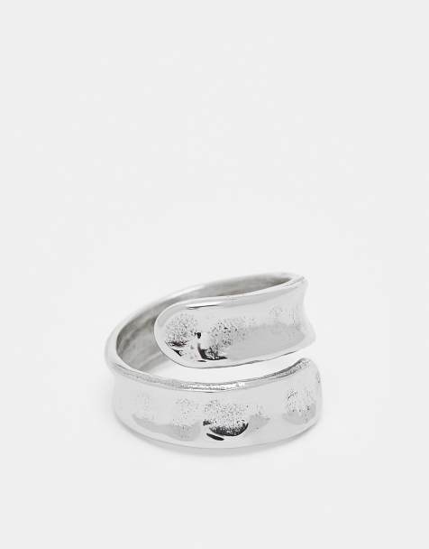 ASOS DESIGN – Silverfärgad ring i vattentåligt, rostfritt stål med omlottdesign - view 1