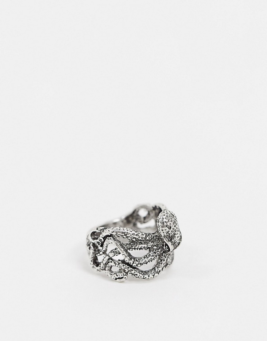 ASOS DESIGN – Silverfärgad ring med bläckfisk