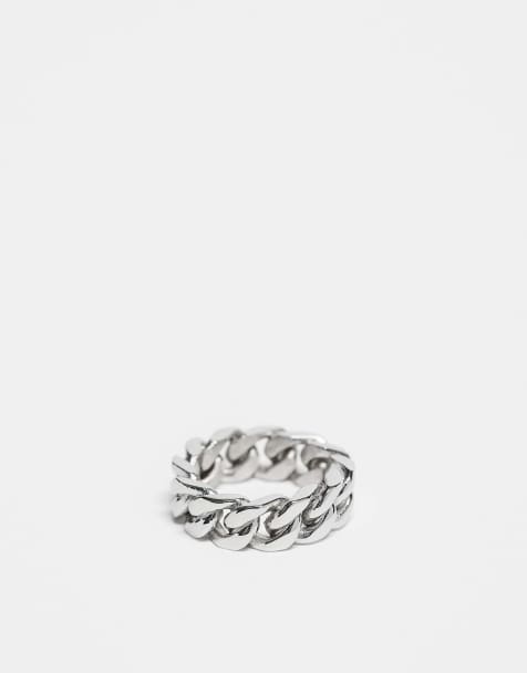 ASOS DESIGN – Silverfärgad ring med kedjedesign i vattentåligt, rostfritt stål - view 1