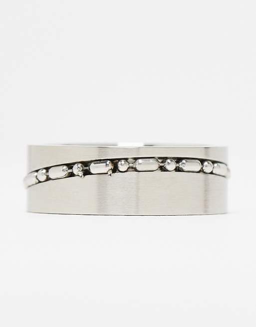 ASOS DESIGN – Silverfärgad ring med kulkedja i vattentåligt, rostfritt stål, 4 av 4