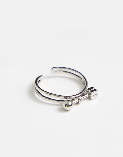 ASoS DESIGN – Silverfärgad ring med piercingstav, 2 av 4