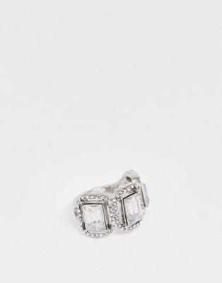 ASOS DESIGN – Silverfärgad ring med tre stenar