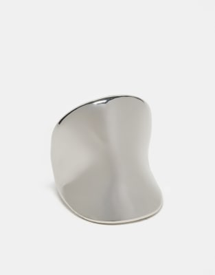 ASOS DESIGN – Silverfärgad, slät ring med abstrakt design - view 1