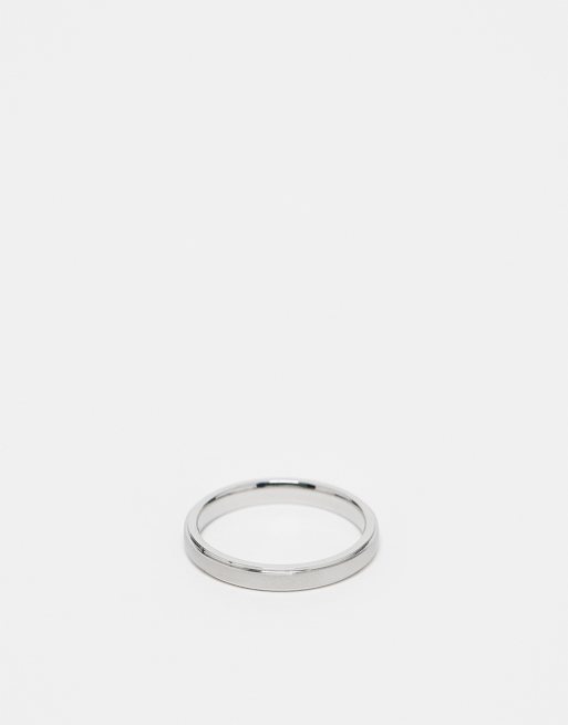 ASOS DESIGN – Silverfärgad, smal ring i vattentåligt, rostfritt stål
