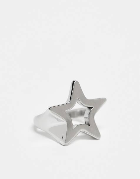 ASOS DESIGN – Silverfärgad stjärnring i vattentåligt, rostfritt stål - view 1