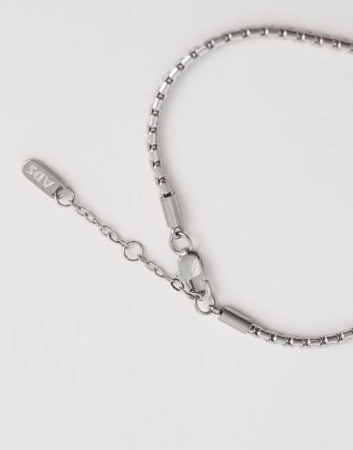 ASOS DESIGN – Silverfärgade armband i vattentåligt, rostfritt stål med rep- och boxdesign, 2-pack, 3 av 3